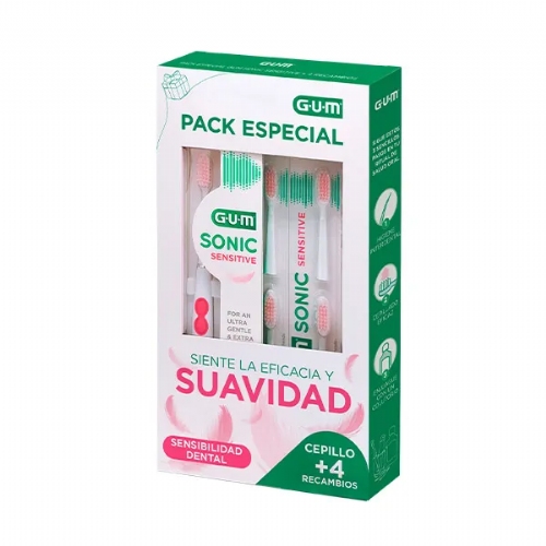Gum sonic sensitive cepillo pilas & 4 recambio