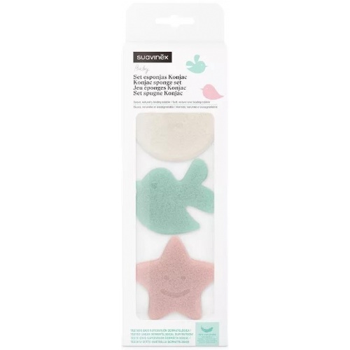 Esponja baño infantil - suavinex konjac baby set (3 unidades)