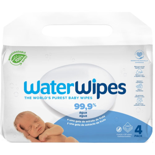Waterwipes bebe  4 envases 60 unidades pack economico
