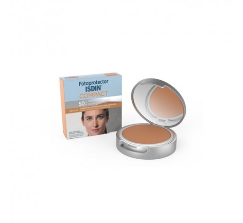 Fotoprotector isdin compact spf 50+ maquillaje compacto oil-free 1 envase 10 g color bronce - maquil