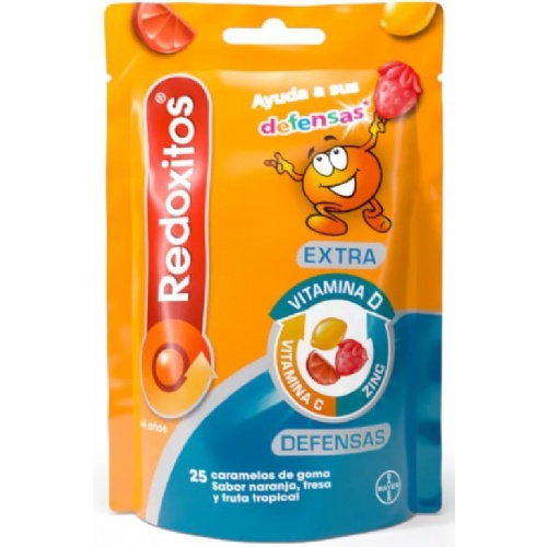Redoxitos extra defensas (25 caramelos goma sabor naranja fresa y fruta tropical)