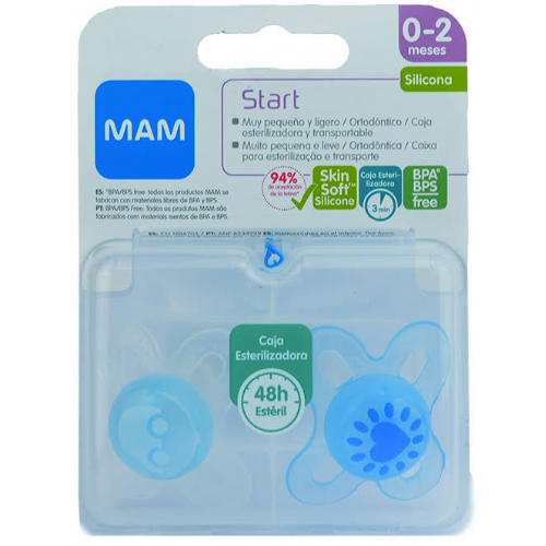 Chupete silicona fisiologico mam start 0 - 2 meses a pack doble - mam start