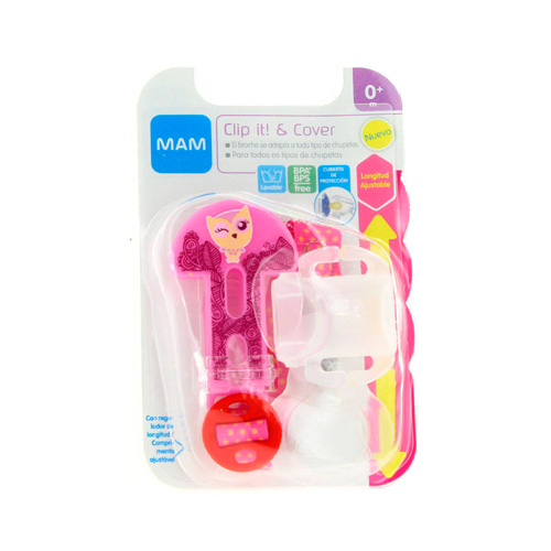 Broche para chupete y cubierta de proteccion - mam clip it! & cover (rosa)