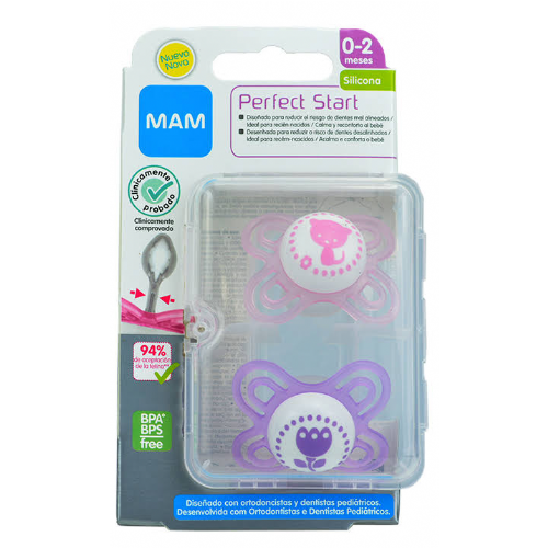 Chupete silicona - mam perfect start (0 -2 meses r pack doble)