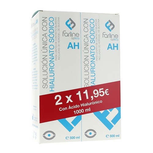 Farline optica solucion unica con hialuronico  2 envases 500 ml duplo