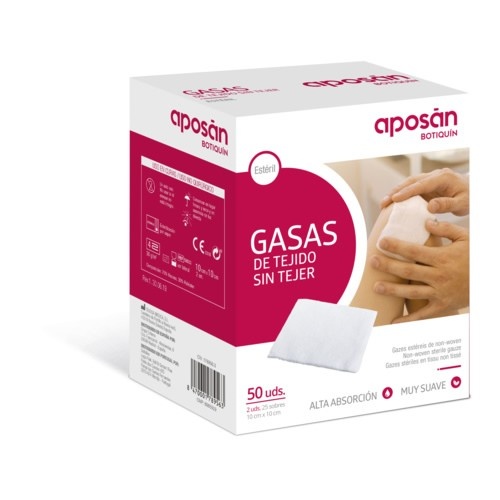 Aposan gasa esteril tejido sin tejer compresas (25 sobres 2 gasas 10 cm x 10 cm)