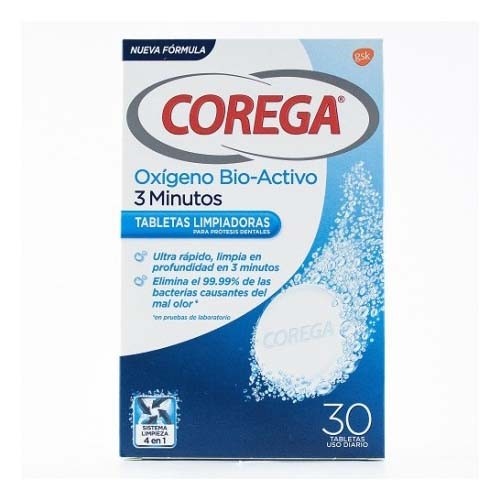 Corega oxigeno bio-activo - limpieza protesis dental (30 tabletas)